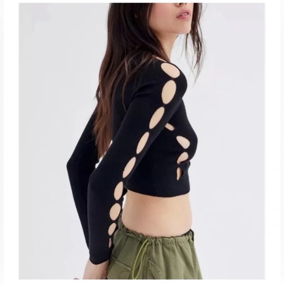NWT UO Ulla Cutout Cropped Sweater Size S - Picture 2 of 3